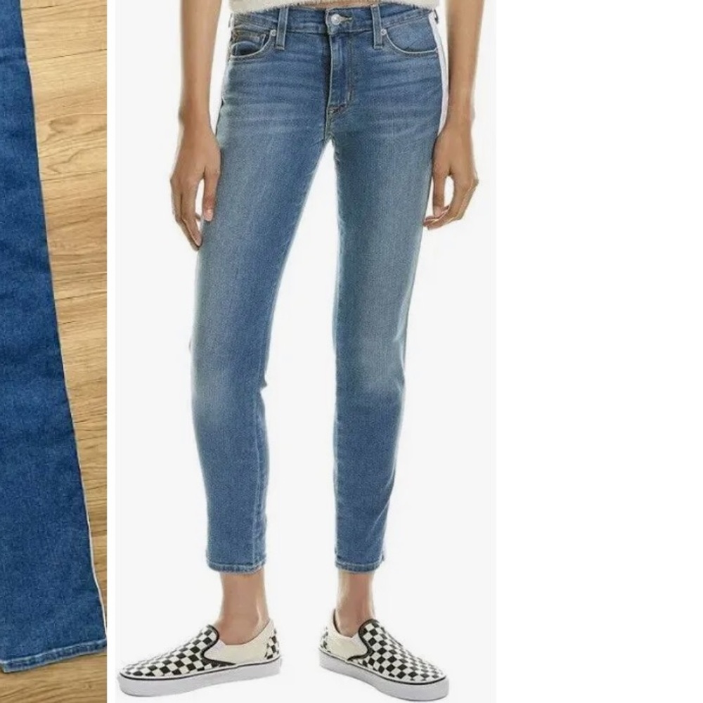 Hudson Jeans Blue Skinny Jeans with White Stripe - Picture 2 of 9
